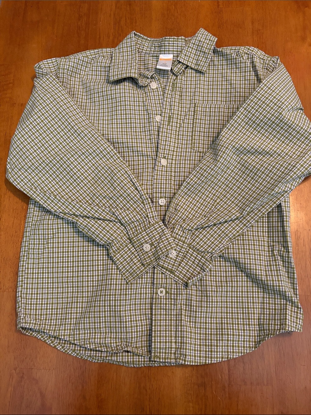 Gymboree Green and White Plaid Button-Up Shirt